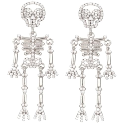 BESPORTBLE Halloween Ohrringe Damen Skelett Ohrhänger mit Funkelnden Strasssteinen Gothic Schmuck für Frauen und Mädchen Stilvoller Party und Alltagslook von BESPORTBLE