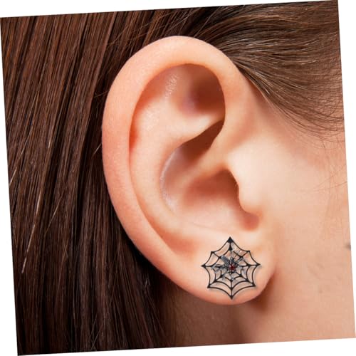 BESPORTBLE Halloween Ohrstecker Spinnennetz Design Kreative Schwarze Ear Studs für Damen Einzigartige Schmuck mit Gruseligem Halloween Modisch und Auffällig für Party und Alltag von BESPORTBLE