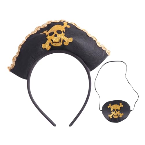 BESPORTBLE Halloween Piraten Haarband Mit Blinder Und Goldener Spitze Cosplay Kopfbedeckung Für Damen Und Herren Für Karneval Fasching Und Halloween Events von BESPORTBLE