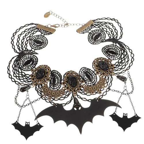 BESPORTBLE Halloween Schmuckset Damen mit Spitze Halskette und Ohrringen Langlebiges und Flach Anliegender Gothic Choker für Party Karneval Cosplay und Maskerade von BESPORTBLE
