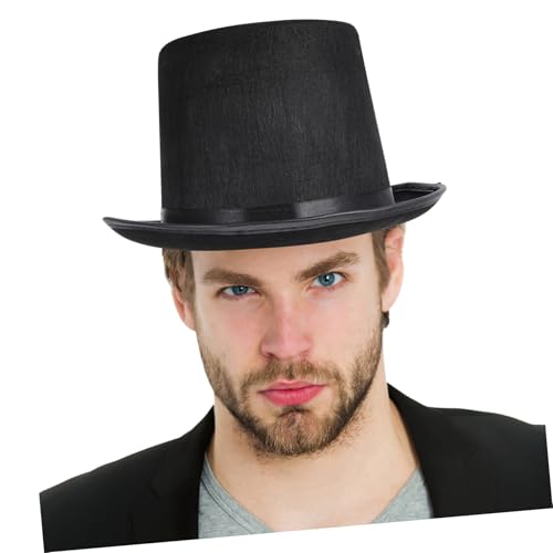 BESPORTBLE Halloween Schwarzer Filzhut Magierhut Hoher Gentleman Hut Jazz Cap Karneval Party Kostüm Zubehör von BESPORTBLE