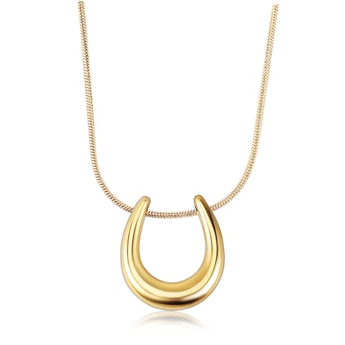 BESPORTBLE Halskette Damen U form Anhänger Edelstahl Poliert Elegant Schmuck Geschenk für Mädchen Alltag Party Hochzeit von BESPORTBLE