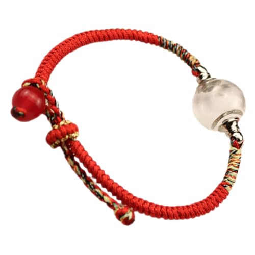 BESPORTBLE Handgefertigtes Verstellbares String Armband mit Glasperle Geflochtenes Rotes Seilarmband für Damen und Jugendliche Langlebiges Schutzarmband für Neujahrsgeschenk von BESPORTBLE