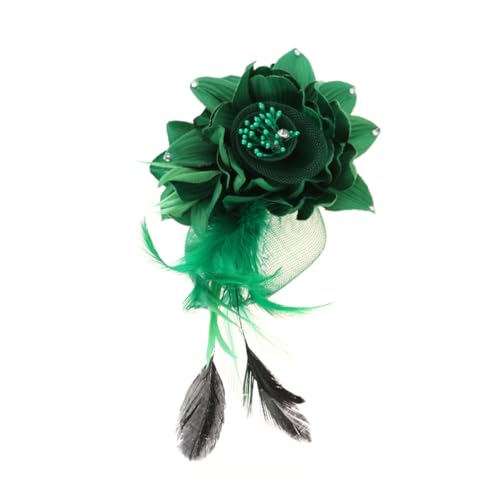 BESPORTBLE Stoffbrosche Blumenfeder-stirnband Kopfschmuck Haarnadeln Für Damen Und Mädchen Grün Handgefertigt Aus Hochwertigem Material Leicht Angenehm Zu Tragen von BESPORTBLE
