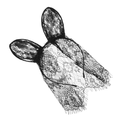 BESPORTBLE Stirnband Mit Hasenohren Und Spitze Schwarzes Stirnband Mit Schleier Für Damen Für Erwachsene von BESPORTBLE