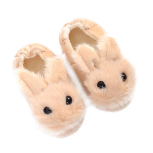 BESPORTBLE Hausschuhe Hase Plüsch Winter Warm Rutschfest Kuschelig Baumwolle Pantoffeln Mädchen Jungen Innenbereich Beige Niedliche Cartoon Tierform von BESPORTBLE