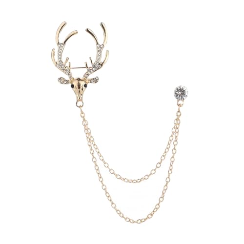 BESPORTBLE Herren Anzugbrosche mit Hängender Kette und Strassverzierung Modische Brustnadel für Business Festliche Anlässe und Geschenkideen Goldfarbenes Accessoire für Elegante Outfits von BESPORTBLE