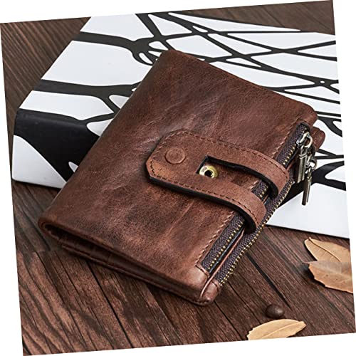 BESPORTBLE Herren Geldbörse Echtem mit Doppeltem Reißverschluss Vintage Multifunktions Brieftasche mit Großer Kapazität für Kreditkarten Ausweis Bargeld Münzen von BESPORTBLE