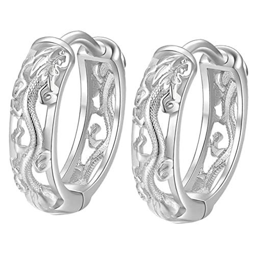 BESPORTBLE Herren Ohrringe Dragon Creolen aus Leichte Komfortable Ohrstecker im Retro Stil Modischer Schmuck mit Drachenmuster Vielseitig Kombinierbar für Alltag und Besondere Anlässe Silber von BESPORTBLE