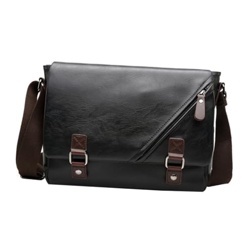 BESPORTBLE Herren Umhängetasche PU Business Aktentasche Outdoor Envelope Bag Single shoulder Crossbody Tasche Schwarz für Alltag Büro Dokumente Organizer von BESPORTBLE