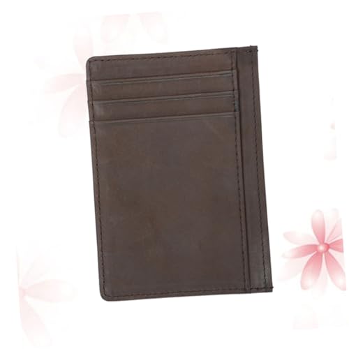 BESPORTBLE Herren Vintage Geldbörse Kreditkartenetui mit Münzfach Kompakter Unisex Kartenhalter aus Echtem Rindsleder Modische Braune Wallet für Reisen und Alltag von BESPORTBLE