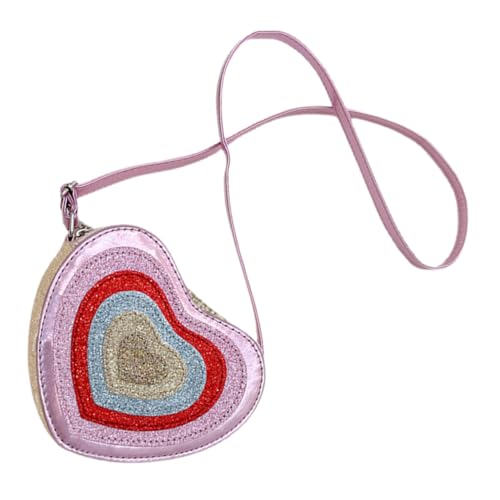 BESPORTBLE Herz-Form Tasche Mit Schultergurt Kleine Umhängetasche Aus Pu Und Stoffmaterial Tragbare Handtasche Für Mädchen von BESPORTBLE