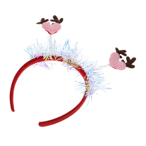 BESPORTBLE Rentiergeweih Haarreifen Glitzernd Weihnachts Stirnbänder Herz-design Elchgeweih Haarband Für Feiertage Und Partys von BESPORTBLE