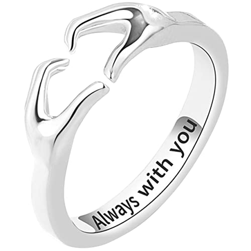 BESPORTBLE Herz Ring für Damen Verstellbarer Hug Ring Offenes Design Perfektes für Verlobung Weihnachten Valentinstag für Frauen Platinfarbe von BESPORTBLE