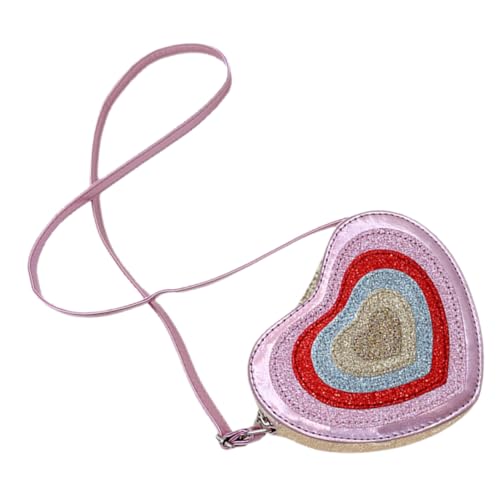 BESPORTBLE Herz-geldbörse Mit Schultergurt Glitzer-umhängetasche Leichtes Pu Und Stoffmaterial Vielseitig Tragbar Als Geldbörse Oder Umhängehandtasche von BESPORTBLE