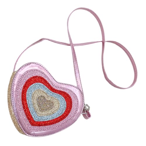 BESPORTBLE Herz-umhängetasche Für Mädchen Glitzer-Design Leichter Und Pu-Material Herzförmige Tasche Mit Schultergurt Vielseitig Einsetzbar Für Tägliche Nutzung von BESPORTBLE