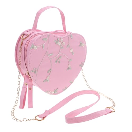 BESPORTBLE Herzförmige Crossbody Tasche Damen Verstellbare Umhängetasche mit Elegantem Spitzenherz Kleines Leichtes Schultertäschchen für Alltag Partys und Valentinstag Modische von BESPORTBLE