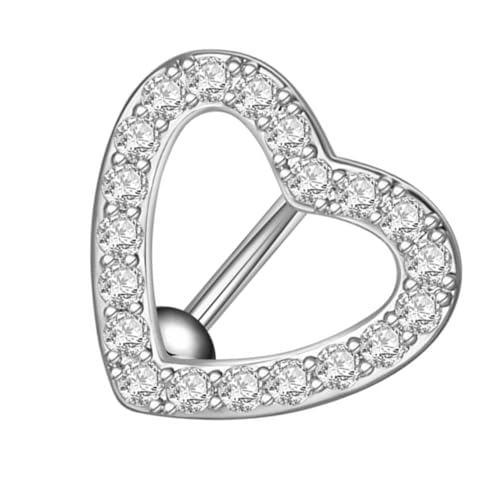 BESPORTBLE Herzförmiger Bauchnabelring aus Hochwertigem Silber mit Zirkonia Langlebiges Navel Piercing Schmuckstück für Damen Modisches Body Piercing Accessoire Attraktiv und Rostfrei von BESPORTBLE