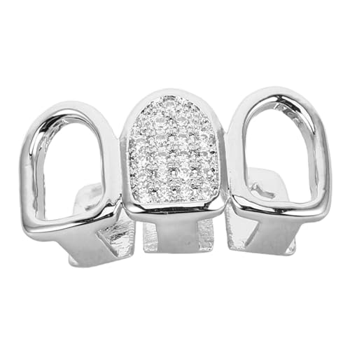 BESPORTBLE Hiphop Zirconia Zahn Grill Silber für Männer und Frauen Stylische Zahndeckung für Partys Hip Hop Schmuck und Ausdrucksweise Komfortable Anwendung Design Einzigartiger Stil von BESPORTBLE