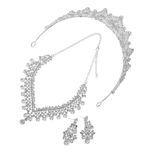 BESPORTBLE Hochzeit Schmuckset Damen Strass Brautschmuck Set mit Halskette und Ohrringen Elegantes Europäisches Design Funkelnde Kristallbesetzung Geeignet für Braut Party und Abschlussball von BESPORTBLE
