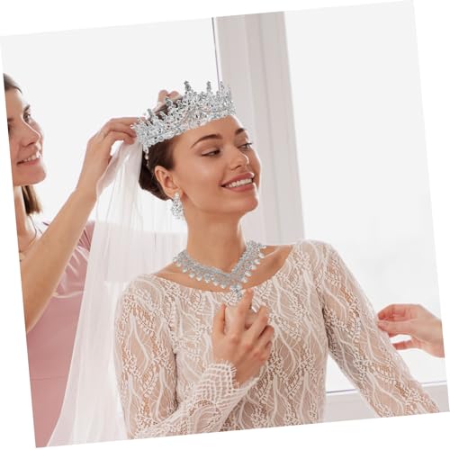 BESPORTBLE Hochzeits-schmuckset Damen mit Strassbesetzter Krone Halskette und Ohrringen Langlebiges Legierungsmaterial Königlicher Brautschmuck für Hochzeit Party Abschlussball Vielseitig von BESPORTBLE
