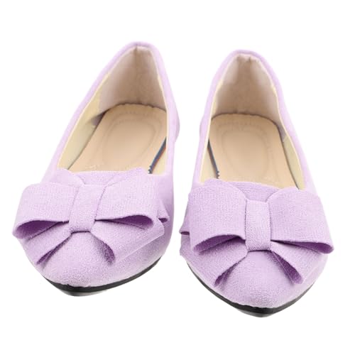 BESPORTBLE Hochzeitsarbeit Flache Schuhe Braut Wohnungen Spitze Ballerinas Flache Hochzeitsschuhe für die Braut Brautjungfernschuhe Frauenschuhe für Damen Wildleder- Violett von BESPORTBLE