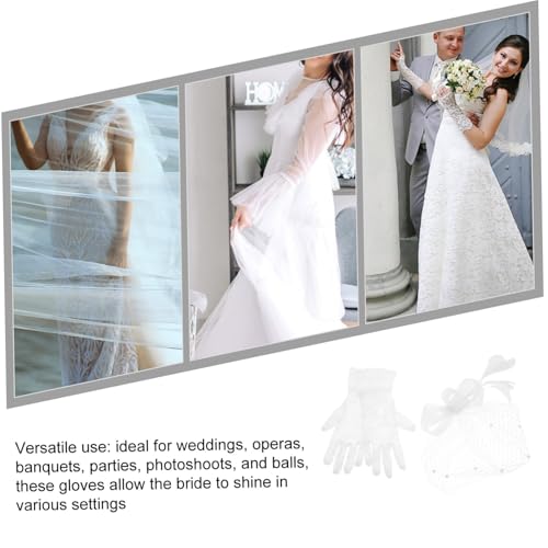 BESPORTBLE Hochzeitsset Haarclip und Spitzenhandschuhe Damen Mesh Komfortabel Eleganter Kopfschmuck für Hochzeit Bankett Abendkleid Braut Accessoire von BESPORTBLE