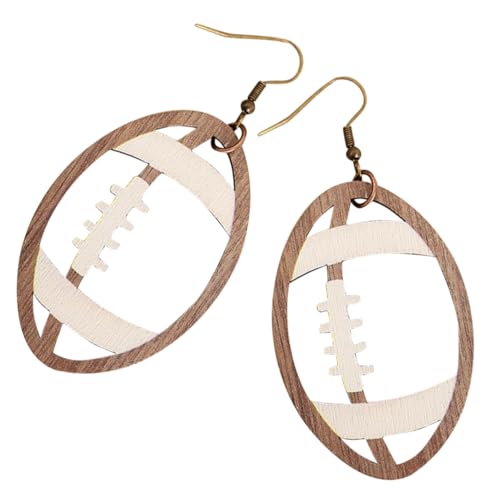 BESPORTBLE Holz Ohrringe Damen American Football Design Hohle Dangle Sport Ohrringe Leichte Holzohrringe für Alltag Geburtstag Rugby Ohrhänger für Frauen von BESPORTBLE