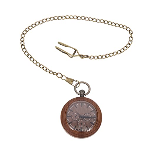 BESPORTBLE Retro Holztaschenuhr Für Herren Mit Kette Tragbare Dekorative Uhr Aus Walnussholz Und Stilvolles Accessoire Für Vintage-Liebhaber von BESPORTBLE