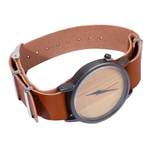 BESPORTBLE Holzuhr Mit Lederarmband Schlichtes Und Stilvolles Design Natürliches Holzzifferblatt Langlebige Uhr Für Jeden Anlass von BESPORTBLE