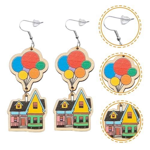 BESPORTBLE Holzohrringe Damen Leicht Hölzerne Dangle Drop Ohrringe Bohemian Stil Bunte Hausform Modische Statement Accessoires für Alltag Festival Strand und Party von BESPORTBLE