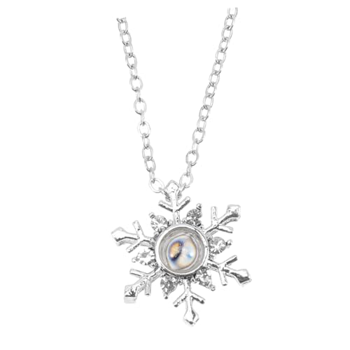 BESPORTBLE I Love You Snowflake Anhänger Halskette Sprachen Projektion Schmuck für Frauen Mädchen Silberfarbenes Design Geschenkidee von BESPORTBLE