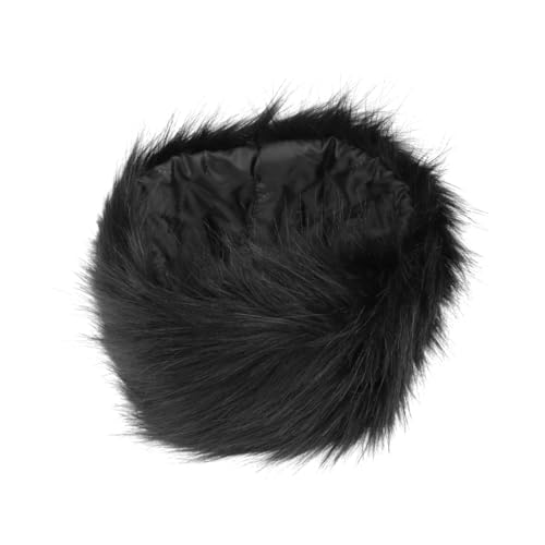 BESPORTBLE Faux Fur Stirnband Für Damen Warmes Winter-headdress Kunstfell Bequeme Mütze Für Mädchen Und Frauen Haaraccessoires Schwarz von BESPORTBLE