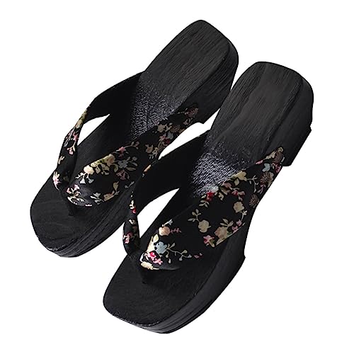 BESPORTBLE Japanische Clogs Damen Sommer Schuhe Holzschuhe Zehentrenner Kreativ Rutschfest Leichttragbar für Innen Außen Strand und Alltag von BESPORTBLE