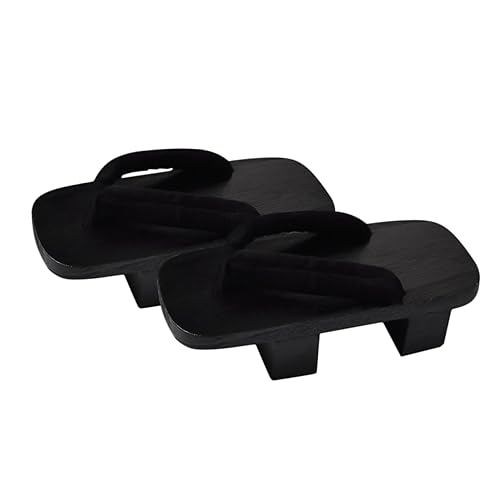 BESPORTBLE Japanische Clogs Holzpantoffeln Sommer Sandalen Unisex Zwei Design Slip Komfortabel Für Freizeit Party Outdoor Schwarz von BESPORTBLE