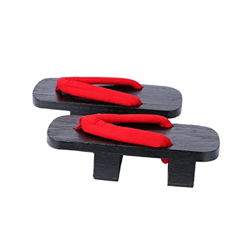 BESPORTBLE Japanische Clogs Holzsandalen Damen Sommer Hausschuhe mit Zwei Zähnen rutschfeste Plattform für Freizeit Party und Outdoor Rote Streifen Passend von BESPORTBLE