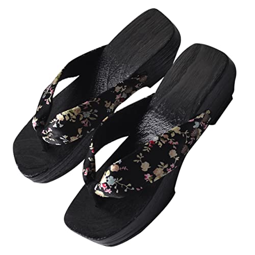 BESPORTBLE Japanische Holzclogs Damen Clog Slippers Sommer Fußbekleidung Kreativ Gefertigt Modisch Passend zu Röcken Hosen Zehentrenner Elegant Komfortabel von BESPORTBLE