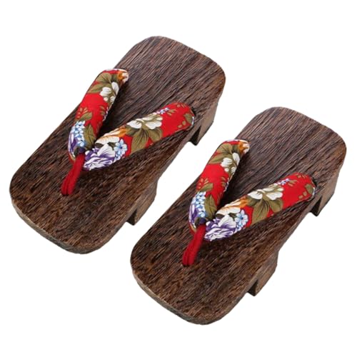 BESPORTBLE Japanische Holzclogs Damen Hausschuhe Leicht Angenehm Traditionelle Pantoletten Indoor Clog Slippers Holz Material für Wohnzimmer Küche Cosplay von BESPORTBLE