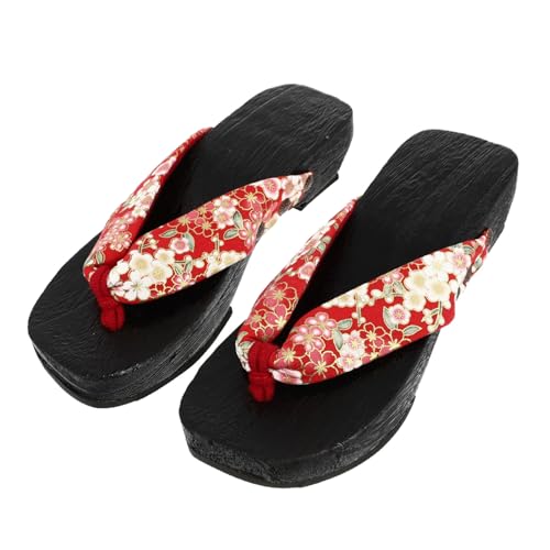 BESPORTBLE Japanische Holzclogs Damen Sandalen Sommer Slipper mit Flachem Absatz Atmungsaktiv Hautfreundlich Stilvoll Bequeme Barfuß Hausschuhe für Alltag und Strand Modisches Design von BESPORTBLE