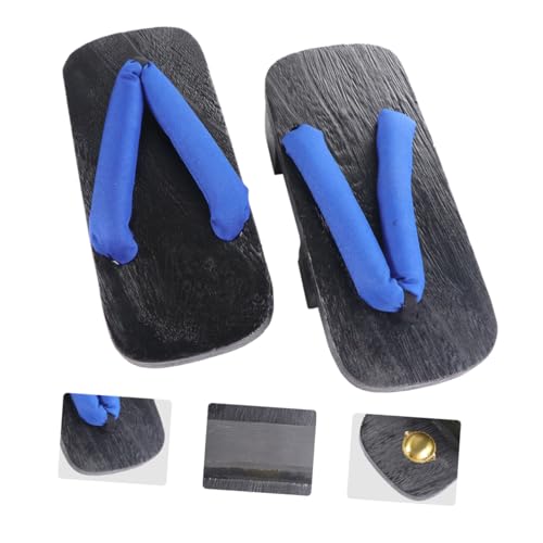 BESPORTBLE Japanische Holzclogs Unisex Sommer Slippers Langlebig und Plateau Sandalen mit Praktischem Slip Design Geeignet für Freizeit Party und Outdoor Aktivitäten Schwarz Holzoptik von BESPORTBLE