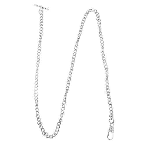 BESPORTBLE 65 cm Silberne Taschenuhrkette Für Männer Und Frauen Metall-uhrenkette Mit T-Steg-Schnalle Gürtelclip von BESPORTBLE