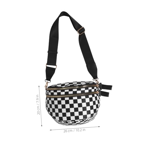 BESPORTBLE Kapazität Für Damen Modische Schwarze Taschen Handtasche Große Ausflüge Verstellbarer Po Mit Kariertem Und Innenportemonnaie Fanny Handtaschen Einkaufsgurt Kariert von BESPORTBLE