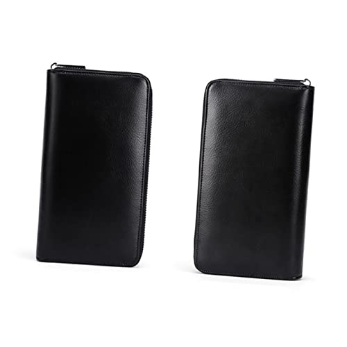 BESPORTBLE Kartenbeutelkoin Brieftasche Männer Geldbeutel Unisex Tasche mehrere Taschenhalter Geldbörse aus Rindsleder mit Reißverschluss Schwarz von BESPORTBLE