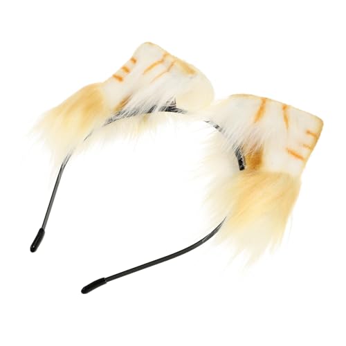 BESPORTBLE Katzenohr Haarband Für Cosplay Und Partys Orange Und Weiß Weicher Haarschmuck Mit Simulierten Katzenohren Für Verkleidungen Und Festivals von BESPORTBLE