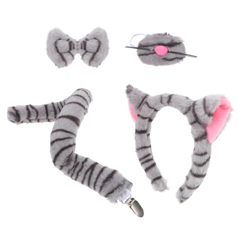 BESPORTBLE Katzenohren Haarreif Set mit Leopardenmuster Plüsch Tierkostüm Zubehör für Cosplay Party Fasching Verstellbar Komfortabel Robust von BESPORTBLE