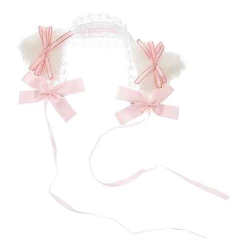 BESPORTBLE Katzenohren Stirnband Mit Schleife Lolita Spitze Haarband Cosplay Party Kopfbedeckung Für Mädchen Geburtstagsfeiern Karneval Tea Party von BESPORTBLE