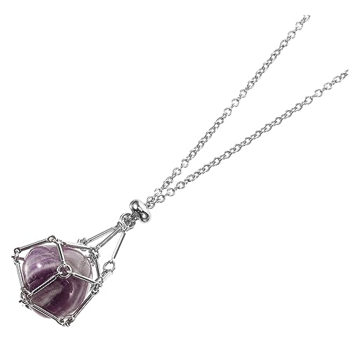BESPORTBLE Kette mit Kristallkäfig Metall Einstellbare Halskette für Damen Eleganter Schmuck mit Netzdesign für Kristallanhänger und Steine Silber von BESPORTBLE
