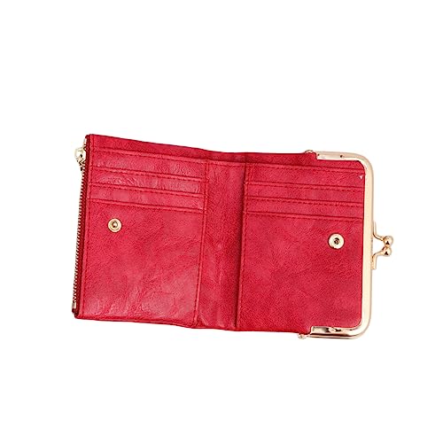 BESPORTBLE Kleine Geldbörse Für Damen Rot Mit Reißverschluss Münzbeutel Aus Pu Als Wechseltasche Tragbar Für Alltag Und Reisen von BESPORTBLE