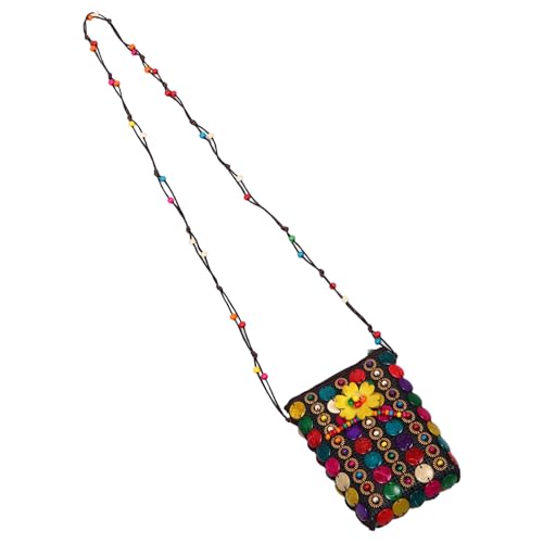 BESPORTBLE Kleine Ethnische Kokosnuss-schalen Umhängetasche mit Perlen Boho-stil Kompakt Langlebig mit Langem Riemen für Münzen Karten Alltag Reise von BESPORTBLE
