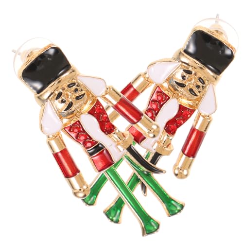 BESPORTBLE Kleine Ohrstecker Damen Leichte Robuste Nutcracker Design Ohrringe Farbige Legierung Bequemer Schmuck für Alltag Geburtstag Hochzeit für Frauen Mädchen von BESPORTBLE